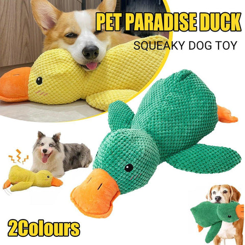 Darrahopens Pet Care > Dog Supplies > Dog Apparel Plush Cartoon Duck Dog Toy Interactive Squeaky Pet Toy Durable Fun Chew Toy - Yellow