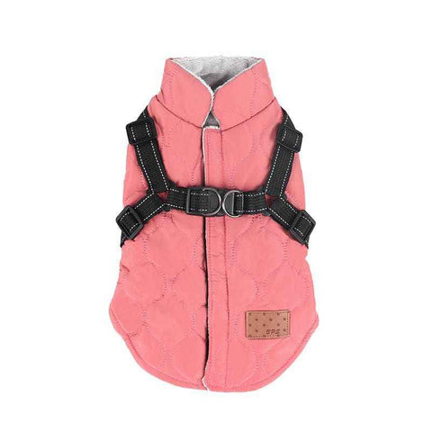 Darrahopens Pet Care > Dog Supplies > Dog Apparel Premium Winter Dog Coat with Built-in Harness, Water-Resistant Puffer Vest for Small & Medium Breeds, Reflective Safety Straps, and Fleece Lining for Warmth and Outdoor Adventures (L, Pink) In Australia - Darrahopens