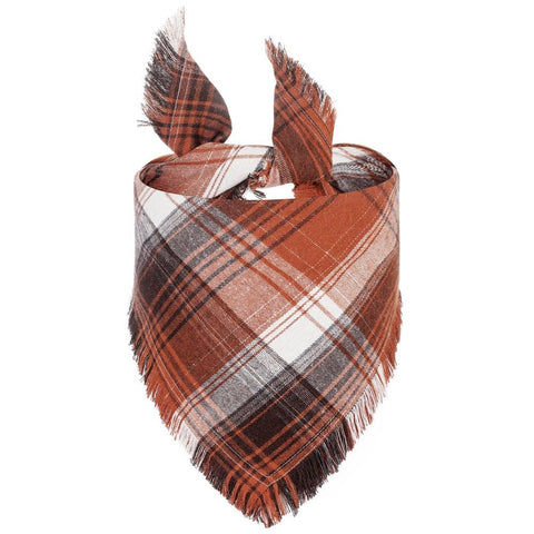 Darrahopens Pet Care > Dog Supplies > Dog Apparel Red, Black and White M 65x45x45cm Thanksgiving Plaid Dog Bandana 2-Pack - Festive Tassel Triangle Scarf for Pets