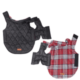Darrahopens Pet Care > Dog Supplies > Dog Apparel Reversible Winter Dog Coat with Plaid and Quilted Sides, Warm Cotton-Filled Vest for Outdoor Walks, Adjustable Velcro Straps for a Secure Fit (M, Beige) In Australia - Darrahopens