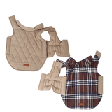 Darrahopens Pet Care > Dog Supplies > Dog Apparel Reversible Winter Dog Coat with Plaid and Quilted Sides, Warm Cotton-Filled Vest for Outdoor Walks, Adjustable Velcro Straps for a Secure Fit (M, Beige) In Australia - Darrahopens