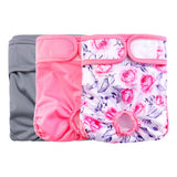 Darrahopens Pet Care > Dog Supplies > Dog Apparel Rooster Farms Female Dog Diapers Medium 3Pk - Washable Reusable Nappy Hook/Loop
