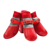 Waterproof Anti Slip Pet Shoes with Rubber Sole for Indoor and Outdoor Use Red - M