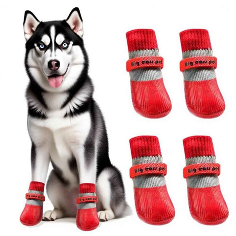 Waterproof Anti Slip Pet Shoes with Rubber Sole for Indoor and Outdoor Use Red - S
