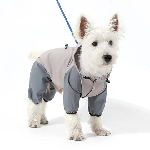 Darrahopens Pet Care > Dog Supplies > Dog Apparel Waterproof Dog Raincoat with Hidden Leash Hole - Windproof and Comfortable for Outdoor Walks, Size:M (Back Length 25cm/9.84in, Bra 38cm/14.96in) Grey
