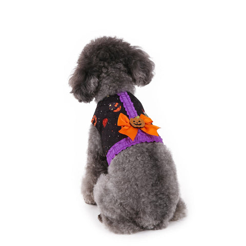 Darrahopens Pet Care > Dog Supplies > Dog Apparel XS Halloween Pumpkin Dog Harness Dress - Festive Costume Vest with Leash Ring for Small Dogs