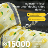 Darrahopens Pet Care > Dog Supplies > Dog Apparel Yellow XL size Pineapple Print Full-Cover Dog Raincoat with Transparent Hood, Waterproof Four-Leg Pet Rain Suit with Reflective Strips and Integrated Leash Ring for Small and Medium Dogs