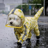 Darrahopens Pet Care > Dog Supplies > Dog Apparel Yellow XL size Pineapple Print Full-Cover Dog Raincoat with Transparent Hood, Waterproof Four-Leg Pet Rain Suit with Reflective Strips and Integrated Leash Ring for Small and Medium Dogs