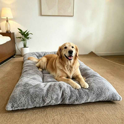 Darrahopens Pet Care > Dog Supplies > Dog Beds 40 x 60CM Large Plush Pet Bed Mat for Dogs & Cats – Light Grey Double-Sided Soft Cushion, Breathable Moisture-Resistant Sleeping Pad for Small, Medium & Large Pets