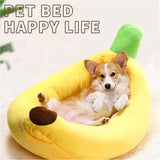 Darrahopens Pet Care > Dog Supplies > Dog Beds Banana Boat Pet Bed Plush Soft Dog Cat Nest with Cushion Warm Cozy Banana Shape Pet House for Small Medium Dogs Cats(Size: S)