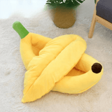 Darrahopens Pet Care > Dog Supplies > Dog Beds Banana Boat Pet Bed Plush Soft Dog Cat Nest with Cushion Warm Cozy Banana Shape Pet House for Small Medium Dogs Cats(Size: S)