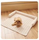 Darrahopens Pet Care > Dog Supplies > Dog Beds Beige Pet Sofa Protector & Calming Bolster Bed with Diamond Lattice - 75x75CM Thickened Non Slip Furniture Cover for Cats & Dogs
