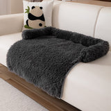 Darrahopens Pet Care > Dog Supplies > Dog Beds Black Pet Sofa Protector & Calming Bolster Bed with Long Plush - 75x75CM Thickened Non Slip Furniture Cover for Cats & Dogs
