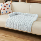 Darrahopens Pet Care > Dog Supplies > Dog Beds Blue Pet Sofa Protector & Calming Bolster Bed with Cable Knit - 75x75CM Thickened Non Slip Furniture Cover for Cats & Dogs