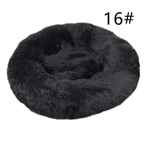 Darrahopens Pet Care > Dog Supplies > Dog Beds Calming Donut Pet Bed -Soft Faux Fur, Anti-Anxiety Fluffy Round Bed for Cats and Small Dogs (Black)40cm