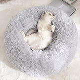 Darrahopens Pet Care > Dog Supplies > Dog Beds Calming Donut Pet Bed -Soft Faux Fur, Anti-Anxiety Fluffy Round Bed for Cats and Small Dogs (Light Brown)50cm