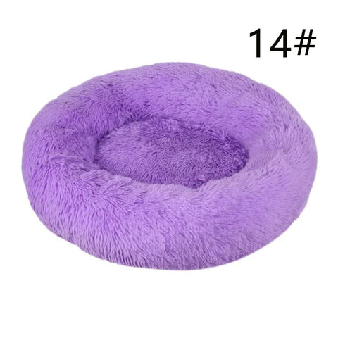 Darrahopens Pet Care > Dog Supplies > Dog Beds Calming Donut Pet Bed -Soft Faux Fur, Anti-Anxiety Fluffy Round Bed for Cats and Small Dogs (Purple)40cm