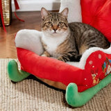 Darrahopens Pet Care > Dog Supplies > Dog Beds Christmas sled cat bed and dog house-winter warm pet bed, detachable and washable, without assembly, comfortable/outdoor pet sofa, suitable for cats and small dogs, snow house design.