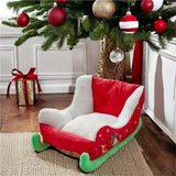Darrahopens Pet Care > Dog Supplies > Dog Beds Christmas sled cat bed and dog house-winter warm pet bed, detachable and washable, without assembly, comfortable/outdoor pet sofa, suitable for cats and small dogs, snow house design.