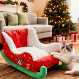 Darrahopens Pet Care > Dog Supplies > Dog Beds Christmas sled cat bed and dog house-winter warm pet bed, detachable and washable, without assembly, comfortable/outdoor pet sofa, suitable for cats and small dogs, snow house design.