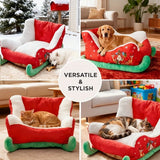 Darrahopens Pet Care > Dog Supplies > Dog Beds Christmas sled cat bed and dog house-winter warm pet bed, detachable and washable, without assembly, comfortable/outdoor pet sofa, suitable for cats and small dogs, snow house design.
