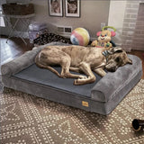 Darrahopens Pet Care > Dog Supplies > Dog Beds Deluxe Plush Orthopedic Dog Bed XXL - Waterproof Bolstered Sofa Bed for Large Dogs with Removable Washable Cover