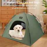 Darrahopens Pet Care > Dog Supplies > Dog Beds Green All-Weather Portable Pet Tent with Dual-Sided Cushion & Insect-Proof Mesh – L Size 60 x 60 x 50 cm, Waterproof & Sun-Proof Outdoor Four Corner Dome Kennel for Dogs & Cats Travel Camping