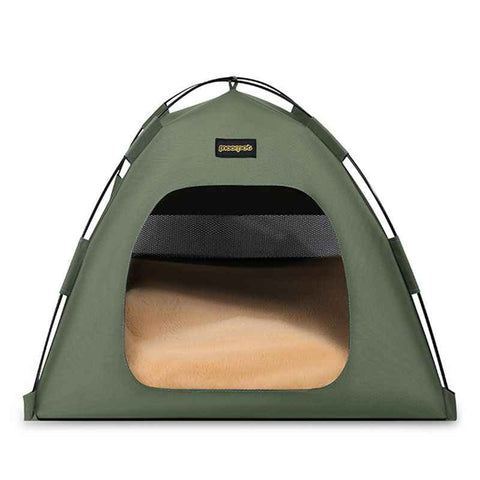 Darrahopens Pet Care > Dog Supplies > Dog Beds Green All-Weather Portable Pet Tent with Dual-Sided Cushion & Insect-Proof Mesh – L Size 60 x 60 x 50 cm, Waterproof & Sun-Proof Outdoor Four Corner Dome Kennel for Dogs & Cats Travel Camping