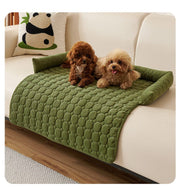 Darrahopens Pet Care > Dog Supplies > Dog Beds Green Pet Sofa Protector & Calming Bolster Bed with Diamond Lattice - 75x75CM Thickened Non Slip Furniture Cover for Cats & Dogs