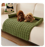 Darrahopens Pet Care > Dog Supplies > Dog Beds Green Pet Sofa Protector & Calming Bolster Bed with Diamond Lattice - 75x75CM Thickened Non Slip Furniture Cover for Cats & Dogs