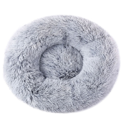Darrahopens Pet Care > Dog Supplies > Dog Beds Grey 50cm Cozy Round Pet Bed - Plush Cat & Dog Bed with Non-Slip Base, Machine Washable