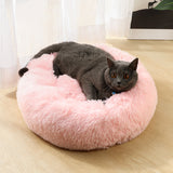 Darrahopens Pet Care > Dog Supplies > Dog Beds Grey 50cm Cozy Round Pet Bed - Plush Cat & Dog Bed with Non-Slip Base, Machine Washable