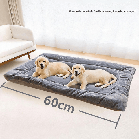 Darrahopens Pet Care > Dog Supplies > Dog Beds Grey Large Plush Dog Bed - Extra Thick Winter Warmth, Machine Washable & Non-Slip Pet Mat for Large Dogs (60cm)