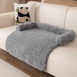 Darrahopens Pet Care > Dog Supplies > Dog Beds Grey Pet Sofa Protector & Calming Bolster Bed with Long Plush - 75x75CM Thickened Non Slip Furniture Cover for Cats & Dogs