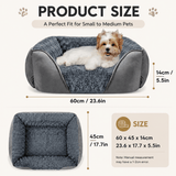 Darrahopens Pet Care > Dog Supplies > Dog Beds Grey Small & Medium Pet Bed - Washable Rectangle Dog Bed with Bolstered Walls and Anti-Slip Bottom, S (60×45×14cm)