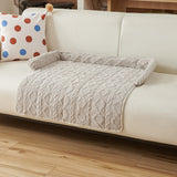 Darrahopens Pet Care > Dog Supplies > Dog Beds Light Grey Pet Sofa Protector & Calming Bolster Bed with Cable Knit - 75x75CM Thickened Non Slip Furniture Cover for Cats & Dogs