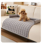 Darrahopens Pet Care > Dog Supplies > Dog Beds Light Grey Pet Sofa Protector & Calming Bolster Bed with Diamond Lattice - 75x75CM Thickened Non Slip Furniture Cover for Cats & Dogs