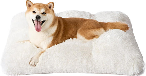 Darrahopens Pet Care > Dog Supplies > Dog Beds Luxury Long Plush Pet Bed Mat Faux Fur Crate Pad 110x75cm Creamy White XXL Soft Warm Cushion for Giant Dogs