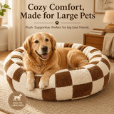 Darrahopens Pet Care > Dog Supplies > Dog Beds Medium Large Pet Donut Bed (Coffee plaid)-80cm outer diameter, Soft Plush Round Dog Bed and Cat Bed with Raised Rim, Cozy Calming Pet Sleeping Cushion, Checkered Washable Dog Bed for Medium Large Dogs and Cats In Australia - Darrahopens
