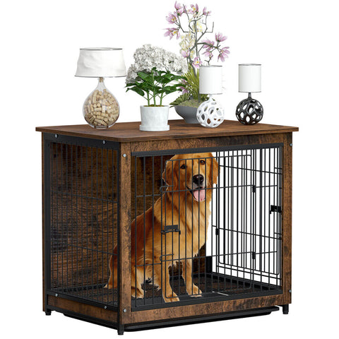 Darrahopens Pet Care > Dog Supplies > Dog Beds Medium Wooden Dog Crate Kennel 80.5x59x70cm End Table Nightstand