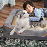Darrahopens Pet Care > Dog Supplies > Dog Beds Memory Foam Dog Sofa with Orthopedic Bed & Rim Pillow