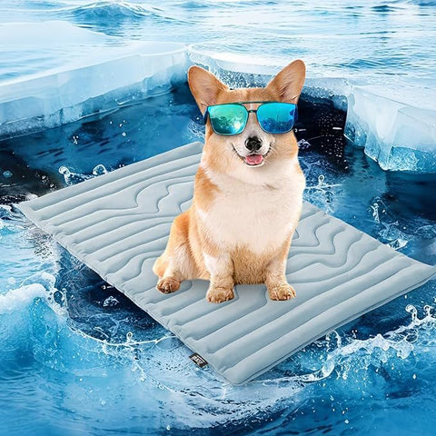 Darrahopens Pet Care > Dog Supplies > Dog Beds Pet Cooling Mat Self Cooling Pad for Dogs Cats Dual Sided Summer Sleeping Bed Blue Extra large (150x101cm)