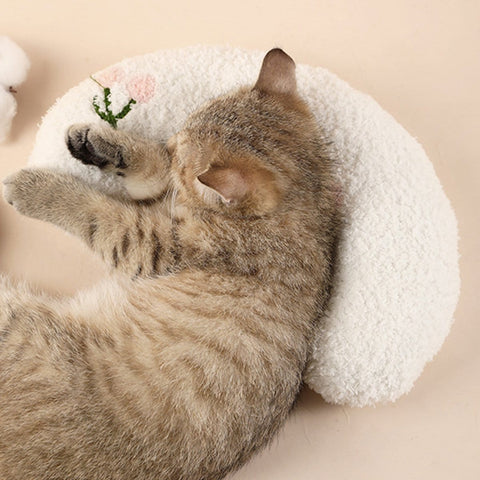 Darrahopens Pet Care > Dog Supplies > Dog Beds Pet Cushion - Soft Plush Pet Cushion - Cute Patterned Pet Mat - Comfortable Neck Support - Suitable for Cats and Dogs - White