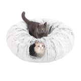 Darrahopens Pet Care > Dog Supplies > Dog Beds Plush Cat Tunnel with Cat Bed Pet Cat Tunnel Toys Gray