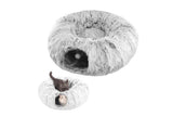 Darrahopens Pet Care > Dog Supplies > Dog Beds Plush Cat Tunnel with Cat Bed Pet Cat Tunnel Toys Gray