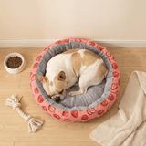 Darrahopens Pet Care > Dog Supplies > Dog Beds Round Pet Bed for Small Dogs and Cats, Soft Plush Calming Cat Bed with Strawberry Pattern, Cozy Washable Puppy Sleeping Mat, Non Slip Bottom Pet Cushion for Indoor Home Use(Diameter: 45cm) In Australia - Darrahopens