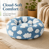 Darrahopens Pet Care > Dog Supplies > Dog Beds Small Medium Pet Donut Bed-60cm outer diameter, Soft Plush Round Dog Bed and Cat Bed with Raised Rim, Cozy Calming Pet Sleeping Cushion, Blue Cloud Pattern Washable Pet Bed for Small Medium Dogs Cats Puppies and Kittens In Australia - Darrahopens