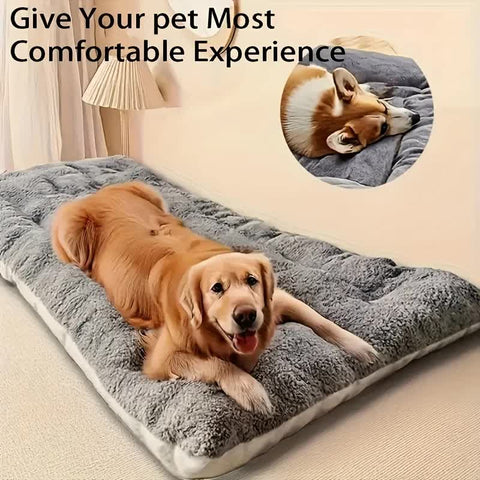 Darrahopens Pet Care > Dog Supplies > Dog Beds Superior Insulation Grey Dual-Sided Pet Sleeping Mat(60X120CM) for Dogs & Cats - 3D Thickened Support & Durable Wavy Quilting, Reversible Lamb Velvet & Brushed Cotton Bed