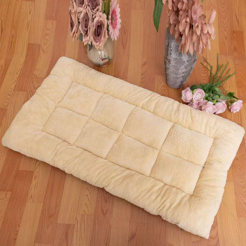 Darrahopens Pet Care > Dog Supplies > Dog Beds Superior Insulation Khaki Dual-Sided Pet Sleeping Mat(120X60CM) for Dogs & Cats - 3D Thickened Support & Durable Wavy Quilting, Reversible Lamb Velvet & Brushed Cotton Bed