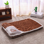 Darrahopens Pet Care > Dog Supplies > Dog Beds Thickened Pet Sofa Bed XXL Size 100x70cm Coffee Dog Mat with Integrated Pillow Soft Washable Sleeping Pad for Dogs and Cats All Season Comfort